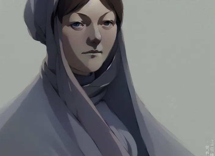 Image similar to florence nightingale 5 5 years old, character face study, faces only, concept art finely detailed perfect art, painted by greg rutkowski makoto shinkai takashi takeuchi studio ghibli, pinterest, cevagraf comics