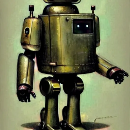 Image similar to ( ( ( ( ( 1 9 5 0 s retro future robot android unique robot. muted colors. ) ) ) ) ) by jean - baptiste monge!!!!!!!!!!!!!!!!!!!!!!!!!!!!!!