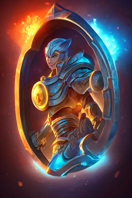 Image similar to shield fantasy epic legends game icon stylized digital illustration radiating a glowing aura global illumination ray tracing hdr fanart arstation by ian pesty and katarzyna da „ bek - chmiel