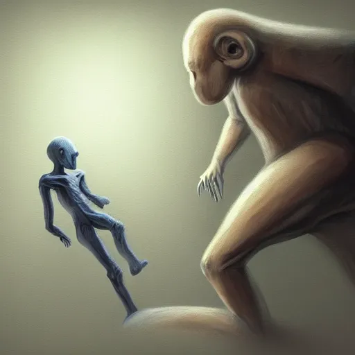 Image similar to A gangly humanoid monster running towards a person sleeping in a bed, trending on Artstation, Digital Painting, Insanely Detailed, Award Winning