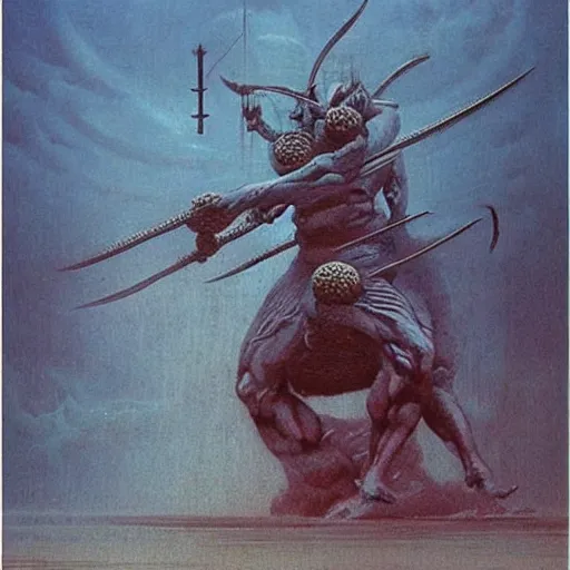 Image similar to raijin concept art, beksinski