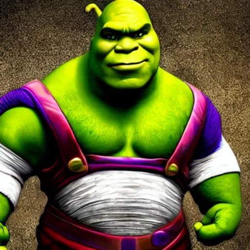 Image similar to shrek as thanos from the avengers