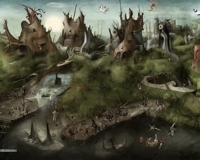 Prompt: hieronymus bosch concept art of the last of us videogame