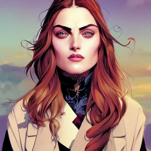 Image similar to Joshua Middleton comic art, pretty female Phoebe Tonkin, pirate, eye patch over left eye, evil smile, symmetrical face, symmetrical eyes, pirate clothing, long wavy blonde hair, full body:: sunny weather::
