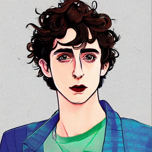 Image similar to portrait of timothee chalamet, anime style