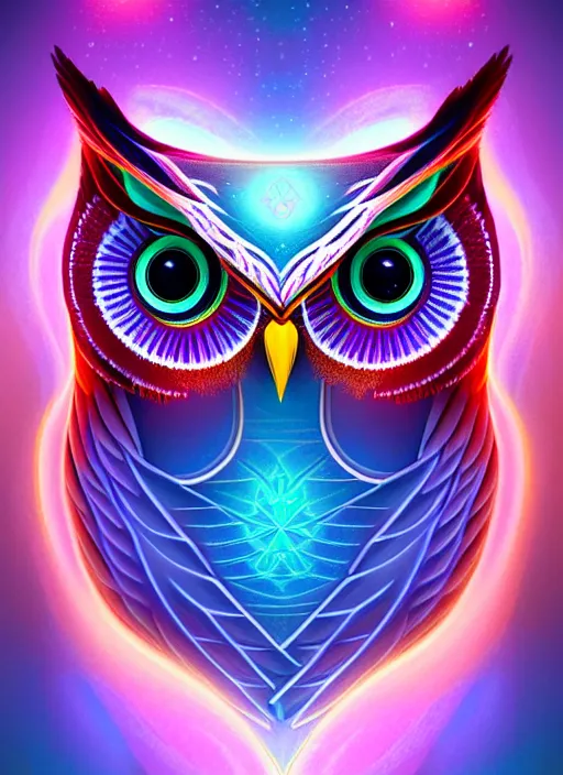 Image similar to symmetry!! product render poster vivid colors divine proportion owl, ice and snow, glowing fog intricate, elegant, highly detailed, digital painting, artstation, concept art, smooth, sharp focus, illustration,