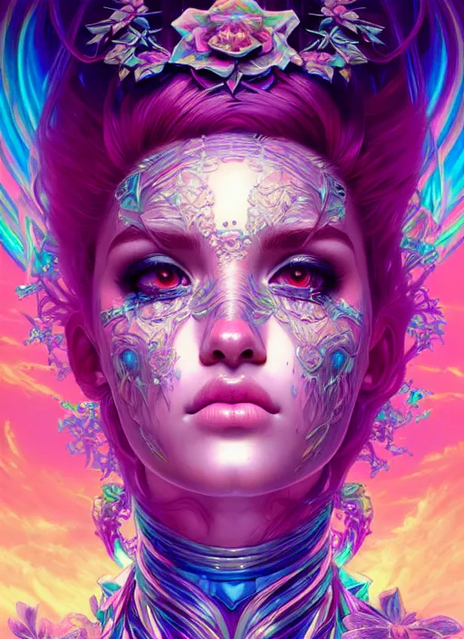 Image similar to hyper detailed ultra sharp of a beautiful necromancer girl. trending on artstation, vaporwave aesthetic, synthwave, colorful, psychedelic, ornate, intricate, digital painting, concept art, smooth, sharp focus, illustration, art by artgerm and greg rutkowski and alphonse mucha, 8 k