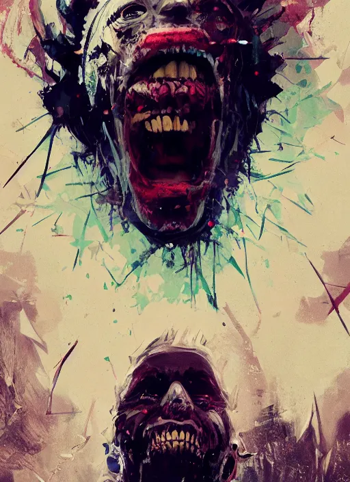 Image similar to crazy mad Joe Biden grinning sadistic smile all powerful emperor of the world, high contrast, cosmic horror, lovecraftian, abstract, masterpiece, trending on ArtStation, by Greg Rutkovski and by Craig Mullins and by David Cronenberg and by Ismail Inceoglu, dark