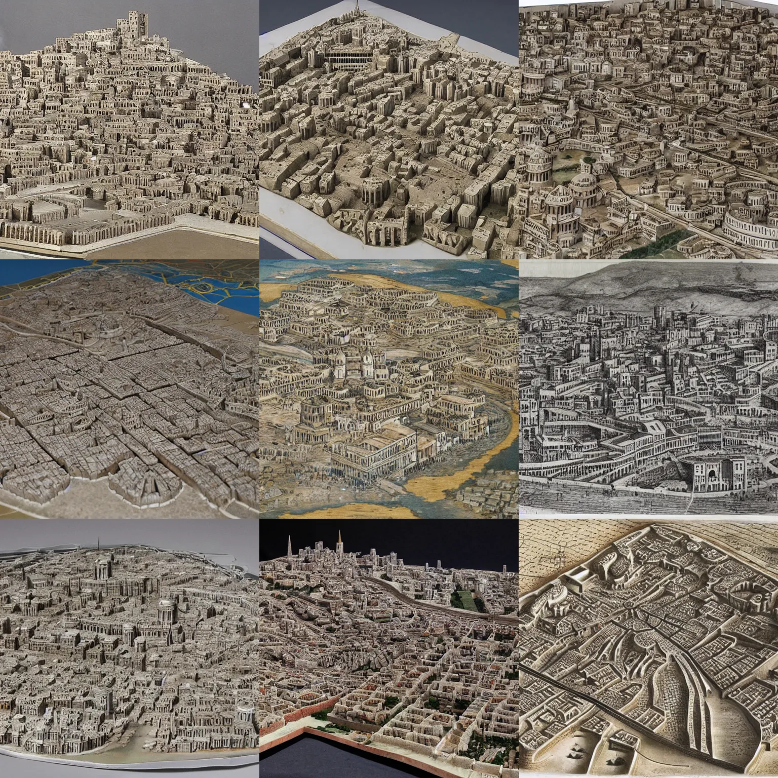 Prompt: scale model of the city of damascus during the 1 2 th century