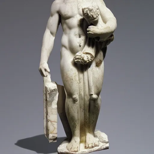 Image similar to greek marble statue of a nekomimi prophet wearing clothes, masterwork sculpture