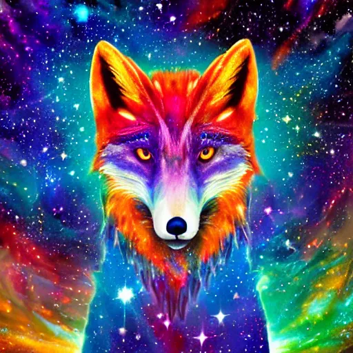 Image similar to rainbow cosmic fox