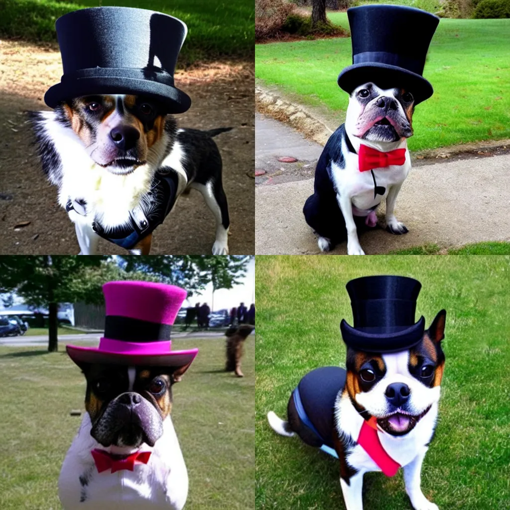 Prompt: Dog wearing a tophat