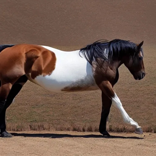 Image similar to A female horse using her body and beauty to attract the strong stallions.