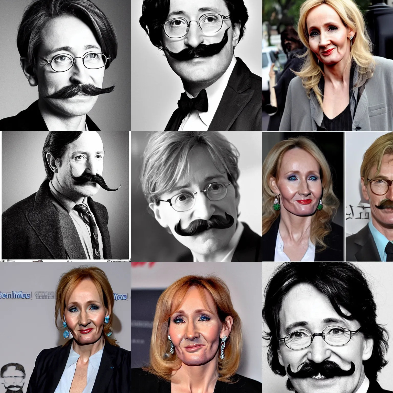 Prompt: jk rowling as a man with a mustache