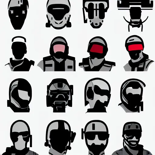 Prompt: face icon vector minimalist call of duty modern warfare tomine, adrian