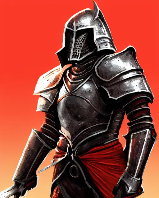 Image similar to knight armored in red, fantasy art, trending on artstation