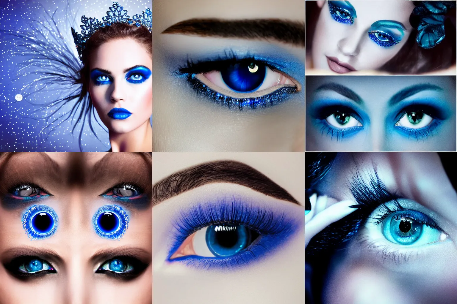 Prompt: queen of the night staring in the camera with steel blue eyes