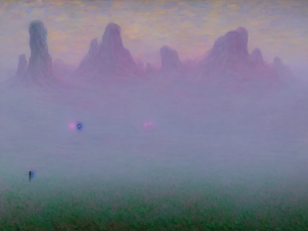 Image similar to third eye voidscape by simon stalenhag and claude monet, oil on canvas