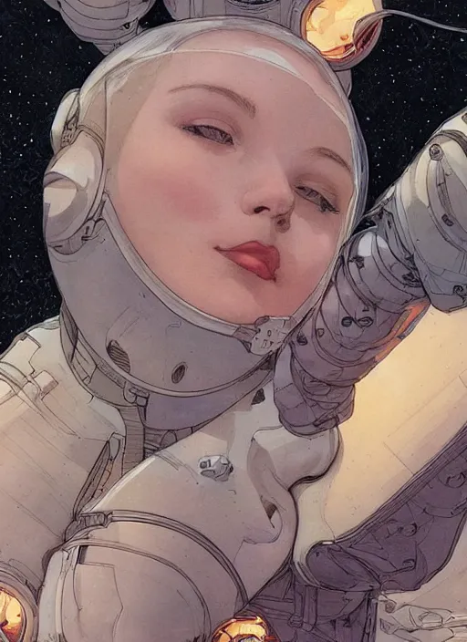 Image similar to a close up of a beautiful woman in a future space suit artwork by james jean, Phil noto and rebecca guay