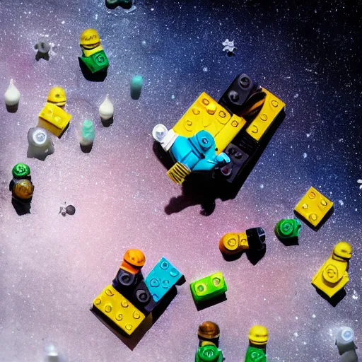 Prompt: Liminal space in outer space, Lego, macro photography