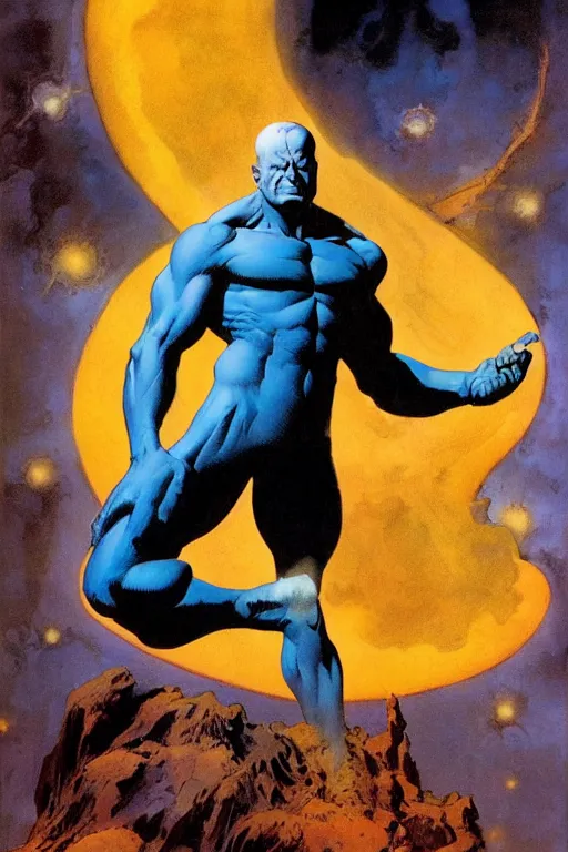 Image similar to Dr. Manhattan by Frank Frazetta