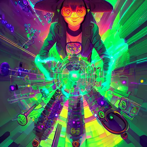 Image similar to skill magic geek inside matrix deepdream radiating a glowing aura stuff loot legends stylized digital illustration video game icon artstation lois van baarle, ilya kuvshinov, rossdraws,