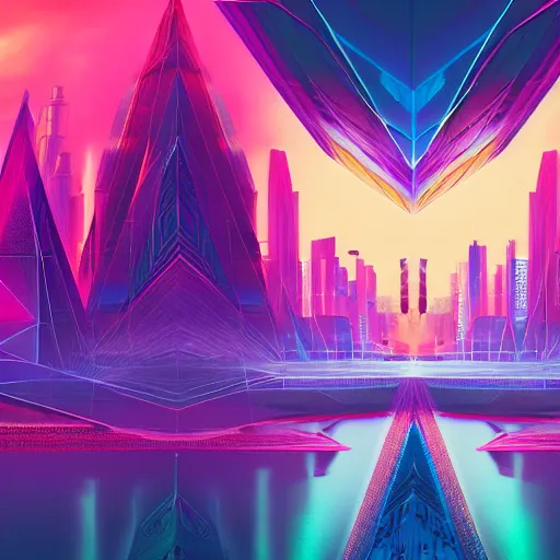 Prompt: matte painting of the sacred geometry of cyberpunk, brilliant colors, extremely detailed, very very detailed, in the style of alena aenami by Alex grey, HD, 4k, 8k