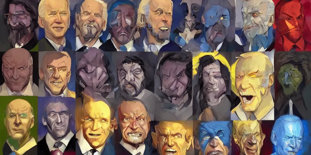 Image similar to biden elemental art artstation, perfect faces