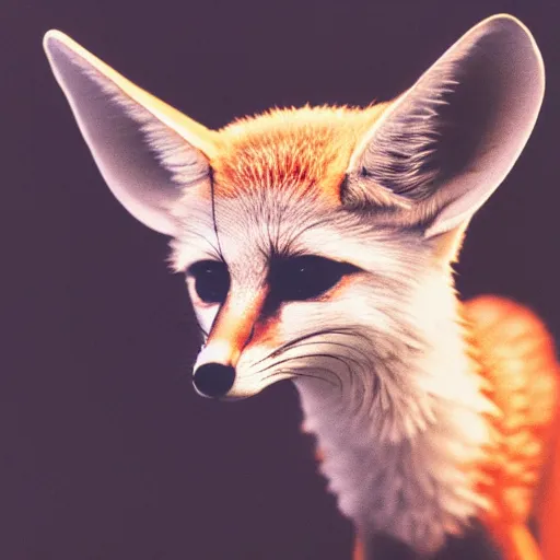 Prompt: kodak ultramax 4 0 0 photograph of a fennec fox in disco club, grain, faded effect, vintage aesthetic, vaporwave colors