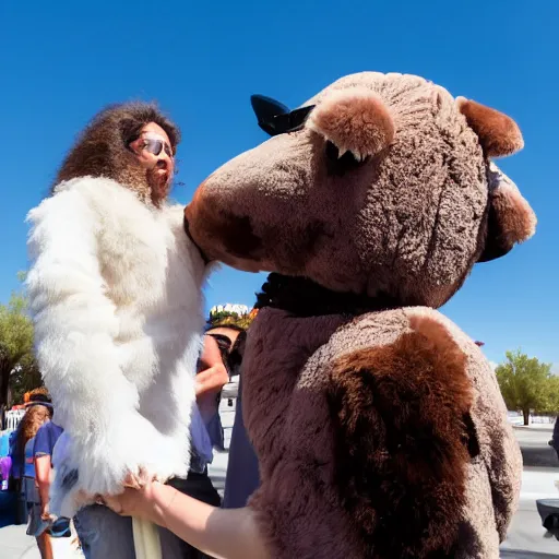 Image similar to LAS VEGAS, NV JUNE 7 2024: Fluffy gigantic adorable creature demands a hug.