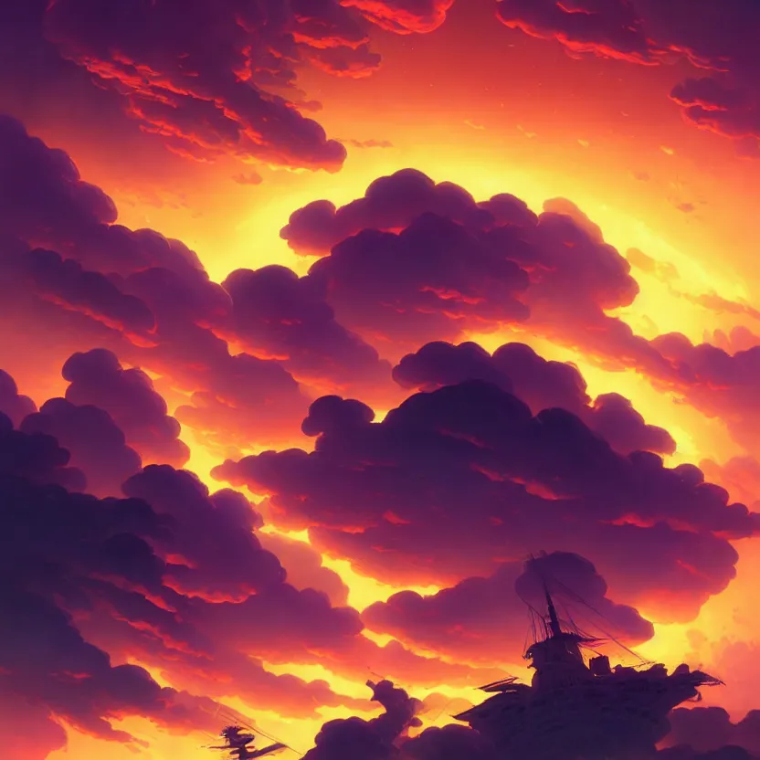 Prompt: treasure planet, clouds!, beautiful lighting, vivid colors, intricate, elegant, smooth, sharp focus, highly detailed digital painting, concept art, cinematic, unreal engine, 4 k wallpaper, art by syd mead, terada katsuya, atey ghailan, svetlin velinov, tarmo juhola, cgsociety, artstation trending, deviantart featured