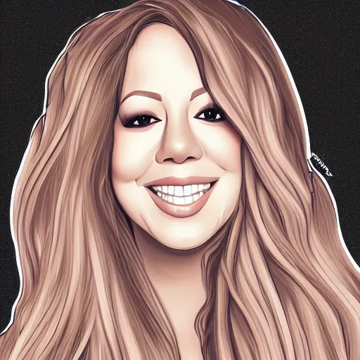 Image similar to an illustration of a mariah carey long hair, digital art