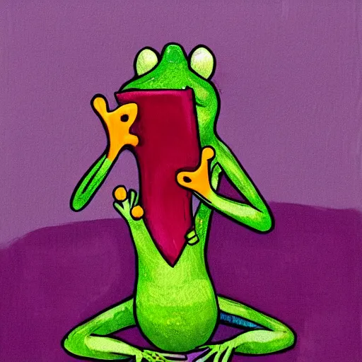 Prompt: princess frog drinking red wine, by style loish