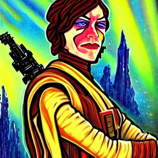 Image similar to star wars characters painted in a post - impressionist style