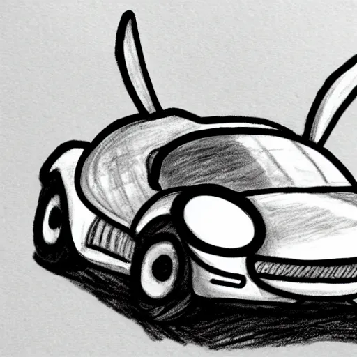 Image similar to a car drawn in the style of Hollow Knight