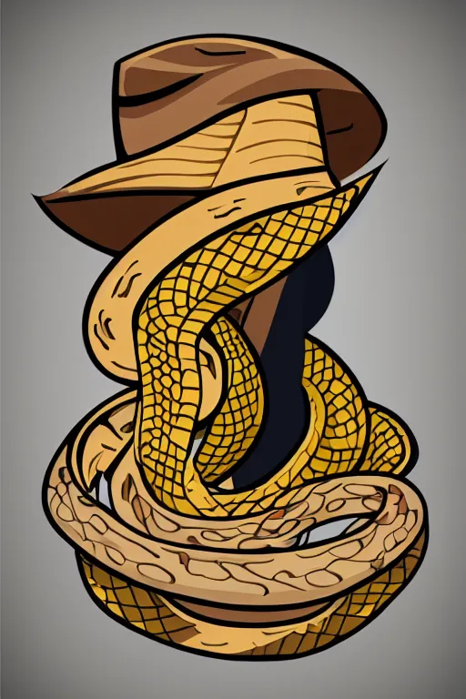 Prompt: A portrait of a snake that is a cowboy, sticker, colorful, illustration, highly detailed, smooth and clean vector curves, no jagged lines, vector art, smooth