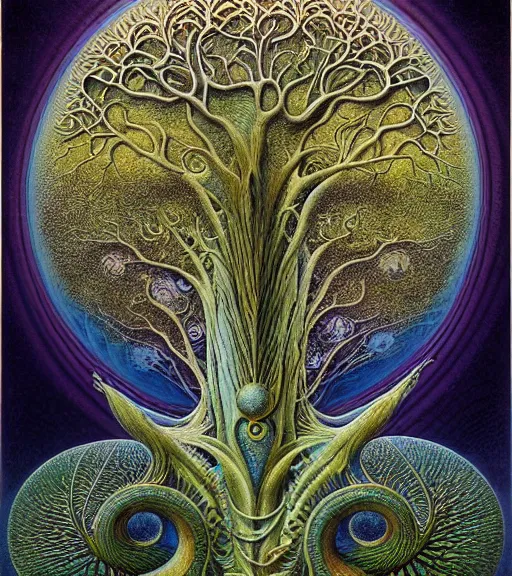 Image similar to tree of life by roger dean and andrew ferez, art forms of nature by ernst haeckel, divine chaos engine, symbolist, visionary, art nouveau, botanical fractal structures, organic, detailed, realistic, surreality