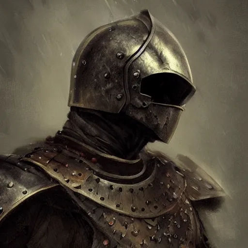 Prompt: crow wearing medieval suit of armor, illustration, concept art, art by wlop, dark, moody, dramatic