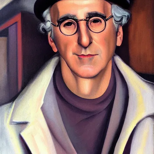 Image similar to closeup portrait of larry david, painting by tamara lempicka, art deco, roaring twenties, streamlined