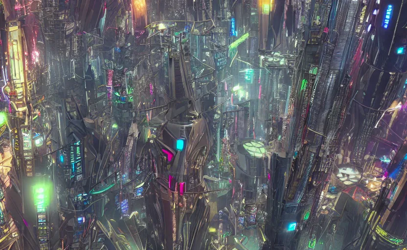 Image similar to A cyberpunk arcology, megastructure, aerial shot, 8k wide angle