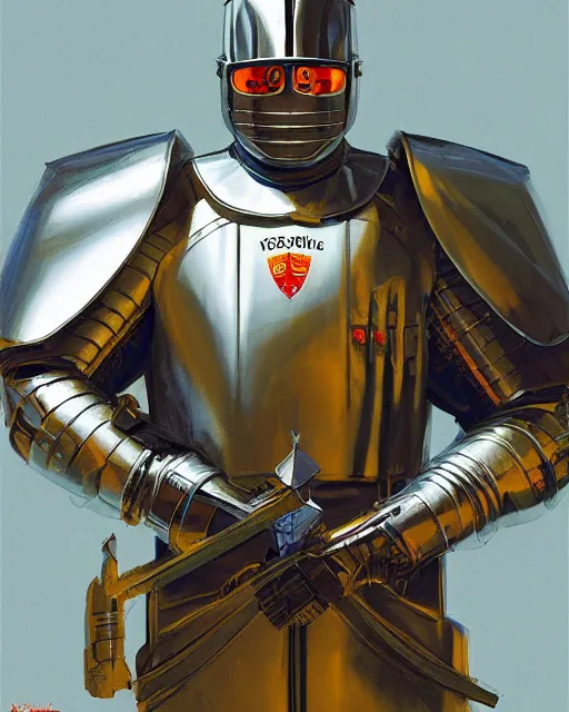 Image similar to a knight in the style of jean giraud / ralph mcquarrie / syd mead / john berkey hyper detailed photorealistic highlights and shadow hd 8 k post - processing high resolution character portrait concept art