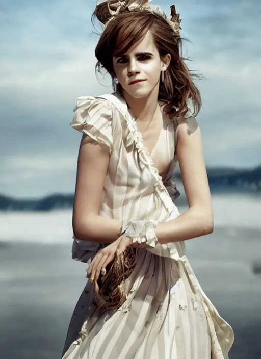 Prompt: Emma Watson for Victorian Secret, summertime, full length shot, XF IQ4, 150MP, 50mm, f/1.4, ISO 200, 1/160s, natural light, Adobe Photoshop, Adobe Lightroom, DxO Photolab, Corel PaintShop Pro, rule of thirds, symmetrical balance, depth layering, polarizing filter, Sense of Depth, AI enhanced
