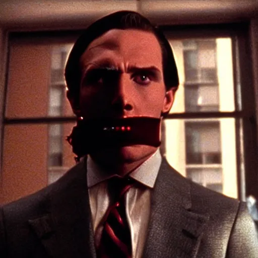 Image similar to the american psycho by wes anderson, cinematic still