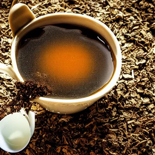 Prompt: Wish horse stable teabag in a tcup. Great value stable shaped shed flavoured teabags. Great for horse lovers. Photograph of a teabag brewing in water, dslr, hd, award winning shot. shed in a cup.