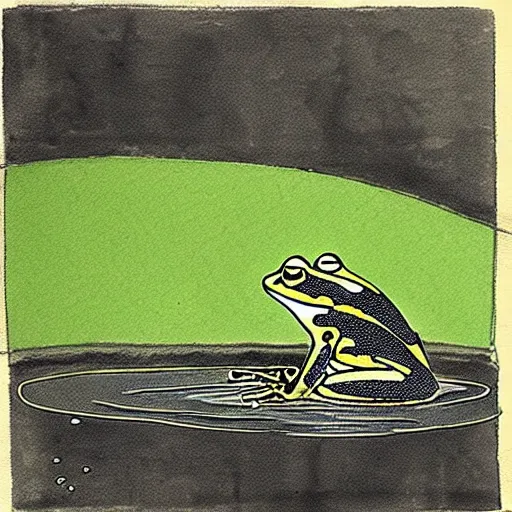 Image similar to zen, frog on the pond, ink