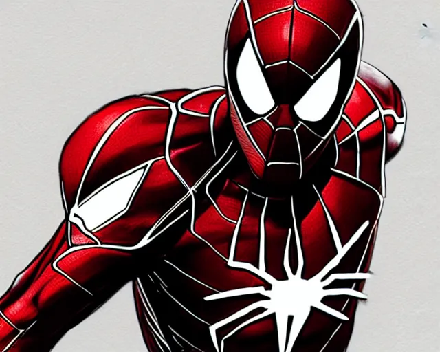 Image similar to photorealistic sketch of the mcu iron spider