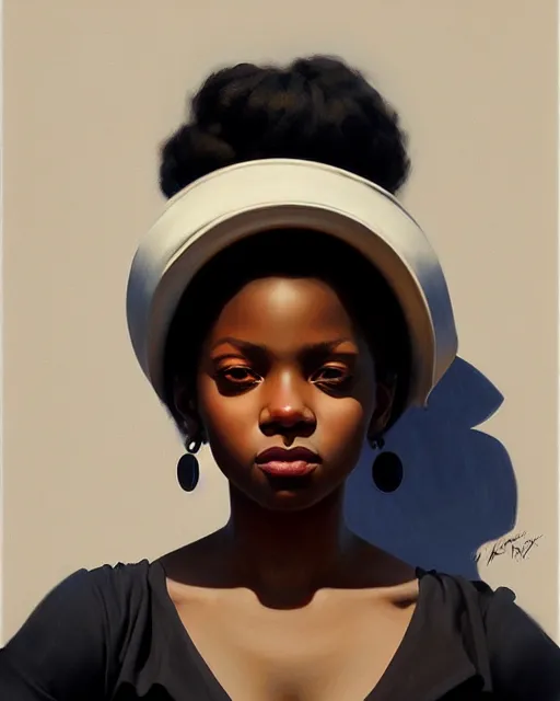 Prompt: stylized portrait of an artistic pose, composition, young black girl, realistic shaded, fine details, realistic shaded lighting poster by ilya kuvshinov, magali villeneuve, artgerm, jeremy lipkin and michael garmash and rob rey