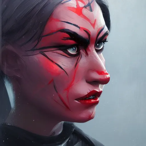 Image similar to portrait of a Darth Talon by Greg Rutkowski, she is about 20 years old, wearing black sith uniform, Star Wars Expanded Universe, highly detailed portrait, digital painting, artstation, concept art, smooth, sharp foccus ilustration, Artstation HQ