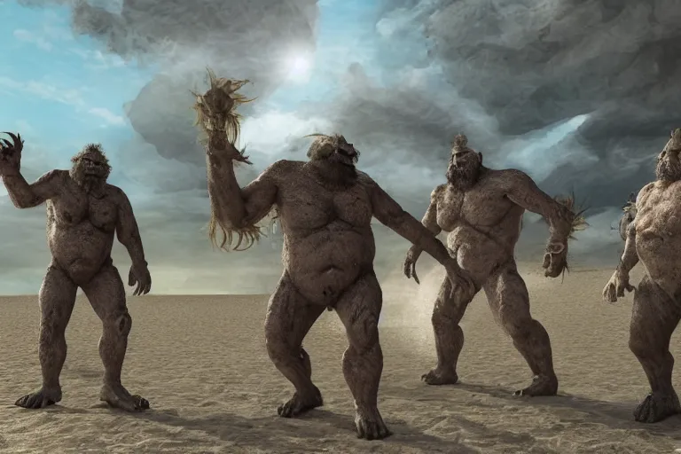 Image similar to photo, friends, man two old hairy fat ugly men! fighting alien monsters 4 0 1 2 9 on a beach, highly detailed, scary, intricate details, volumetric lighting, front view