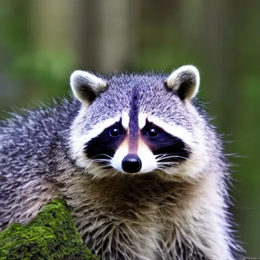 Image similar to a chubby raccoon, in forest, at night